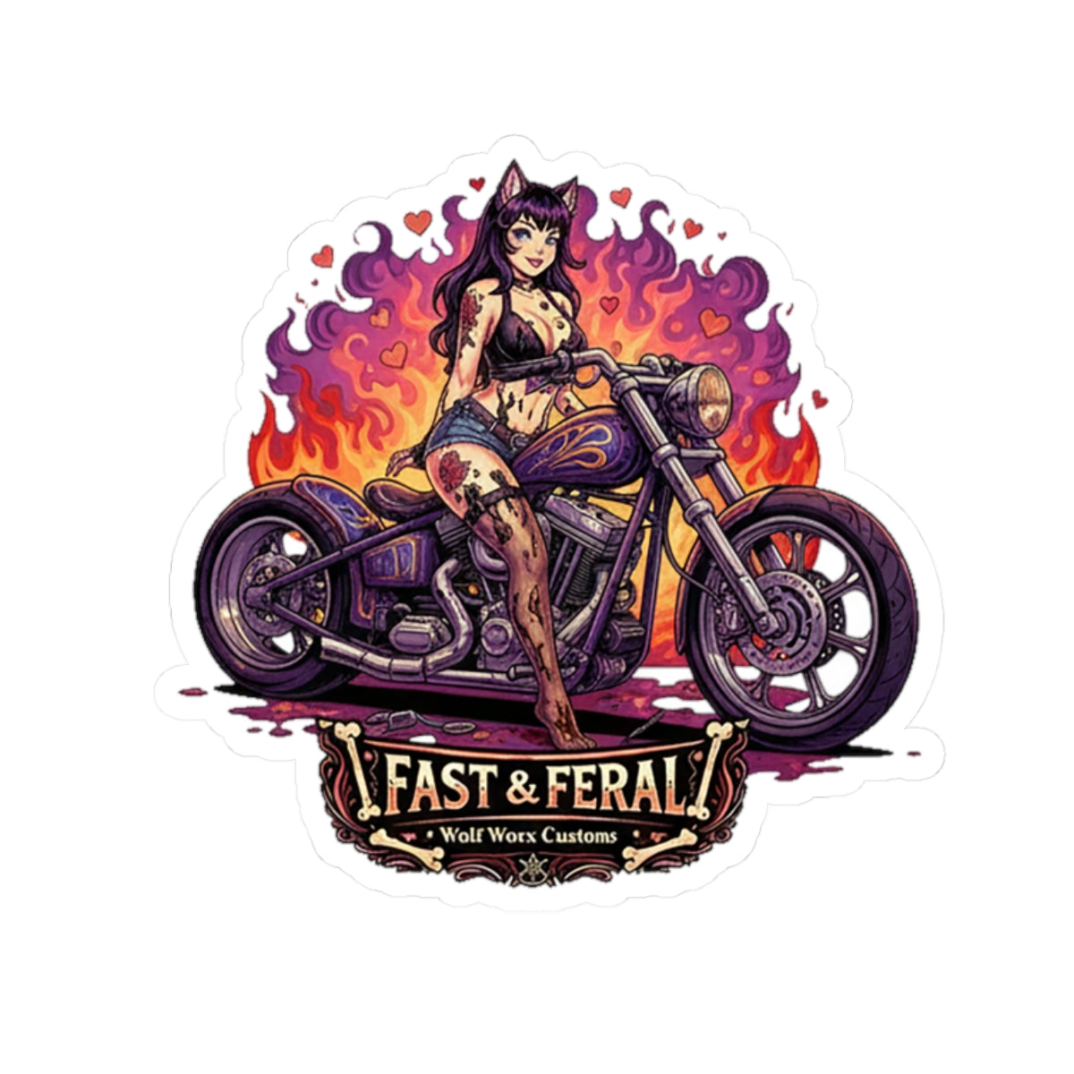 Wolf Worx Customs Fast & Feral Anime Sticker