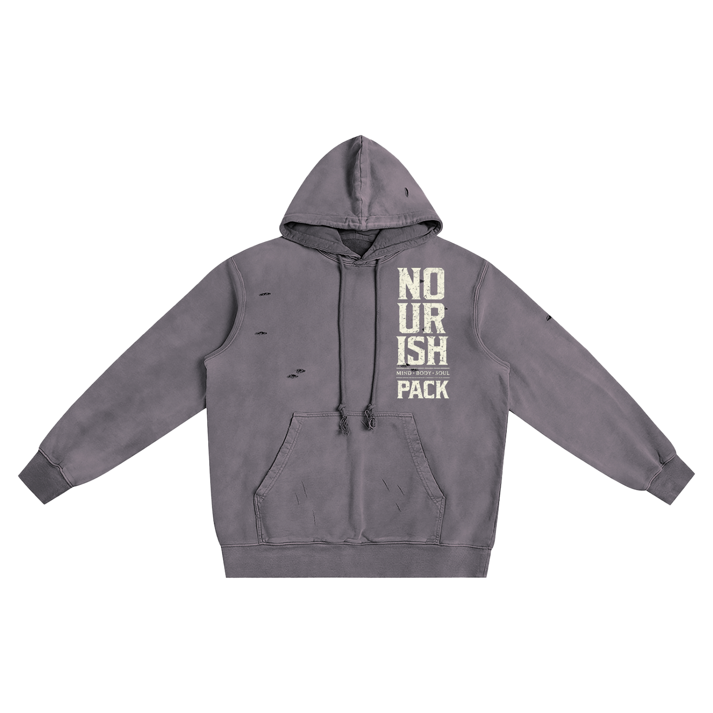 No Ur Ish NOURISH Distressed Vintage Wash Hoodie