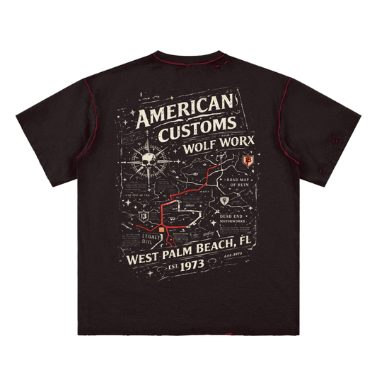 Wolf Worx Customs Map Hand-frayed Reversible T-shirt