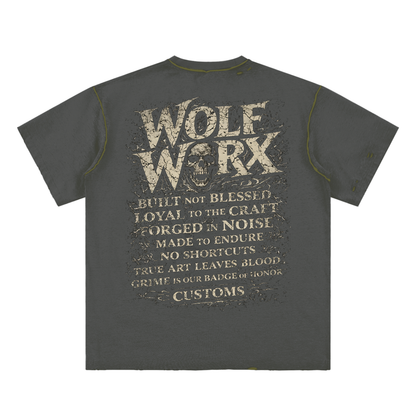 Wolf Worx Customs Words To Live By Hand-frayed Reversible T-shirt