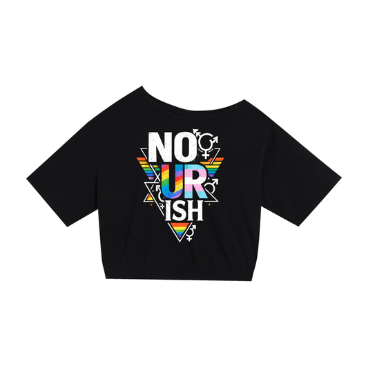 No Ur Ish NOURISH Asymmetric Shoulder Oversized Cotton T-Shirt
