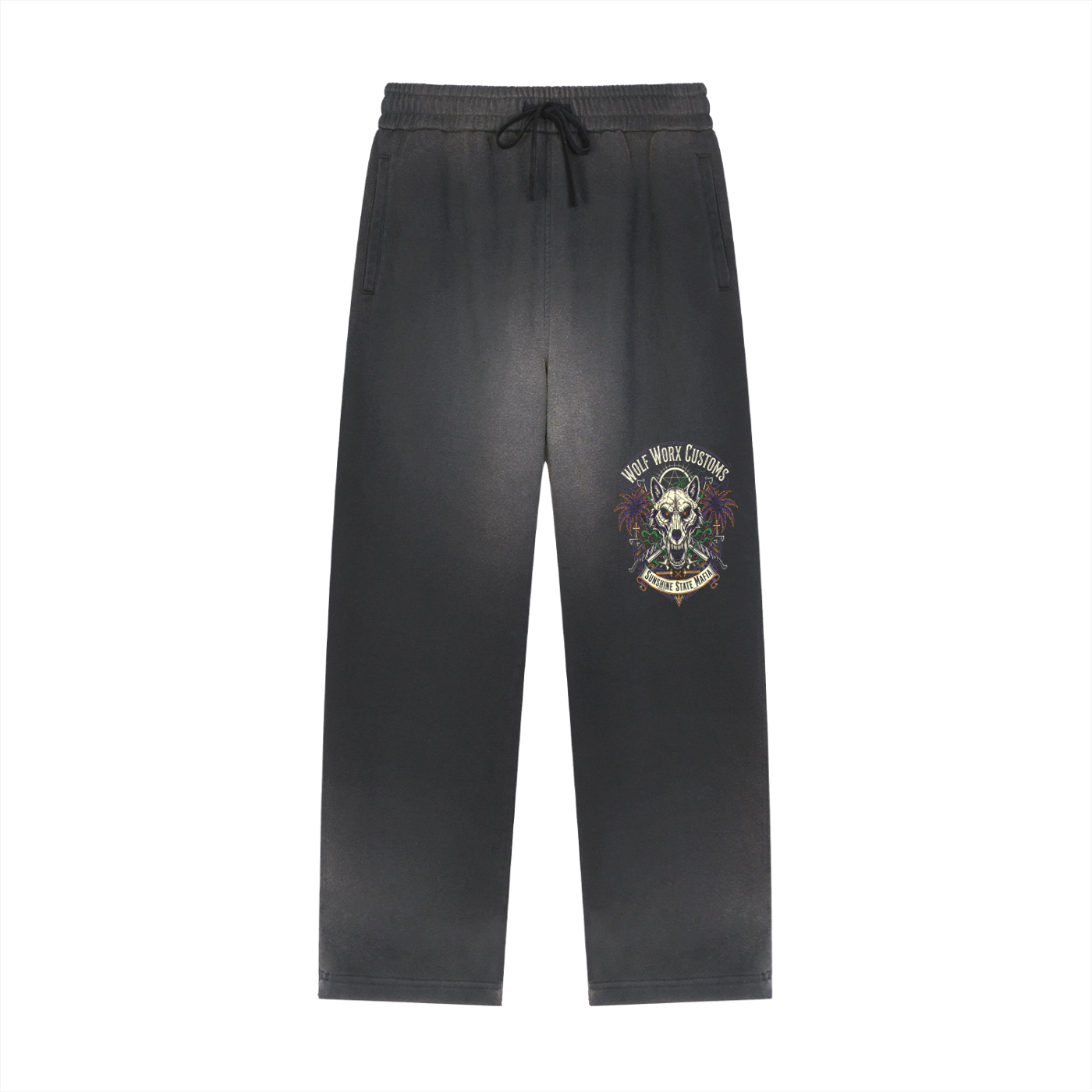 Wolf Worx Customs Sunshine State Mafia Sun Fade Raw Edge Straight-Leg Sweatpants
