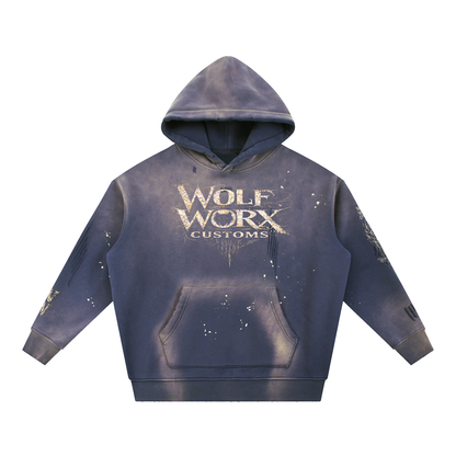 Wolf Worx Customs Words To Live By Vintage Washed Frayed Fleece Hoodie