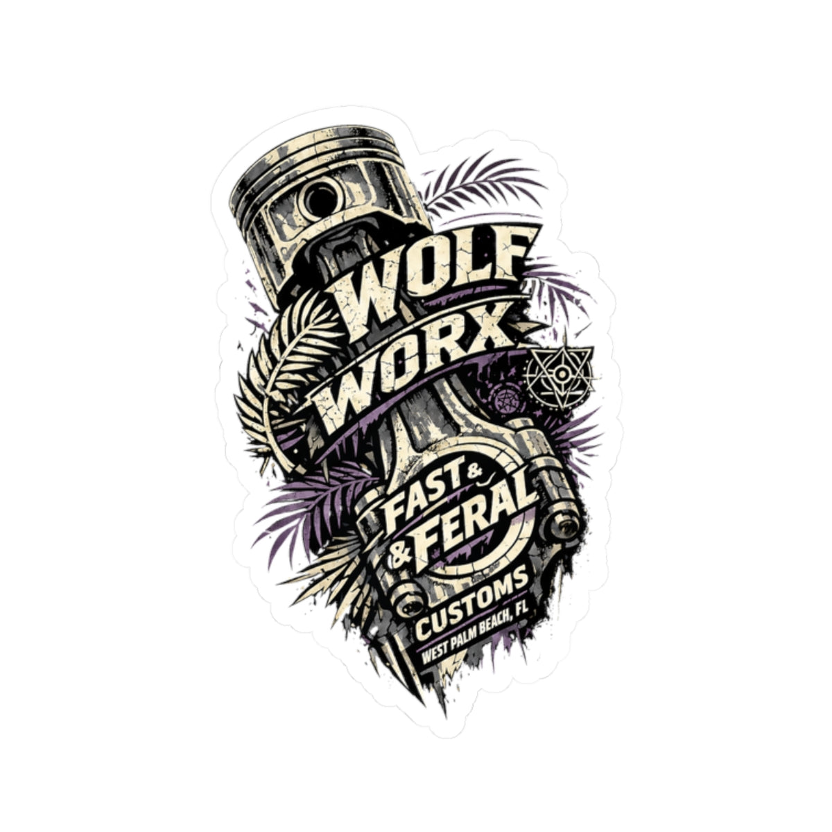 Wolf Worx Customs Piston Palm Sticker