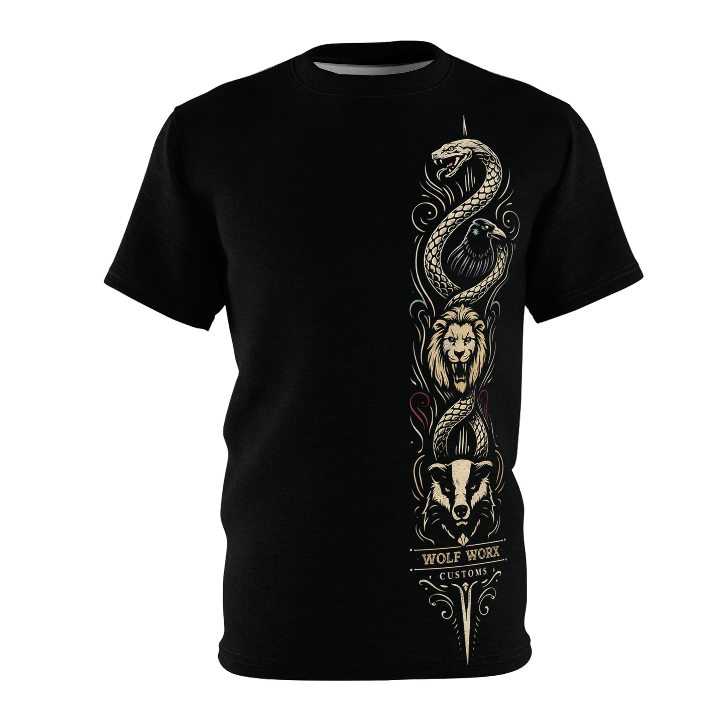 Wolf Worx Customs "Hogwarts Hotrods" Fast and Feral Choose Your House T- Shirt