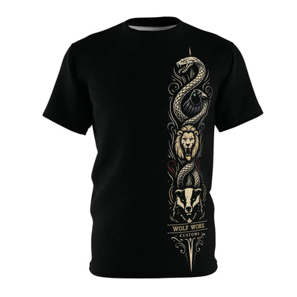 Wolf Worx Customs "Hogwarts Hotrods" Fast and Feral Choose Your House T- Shirt