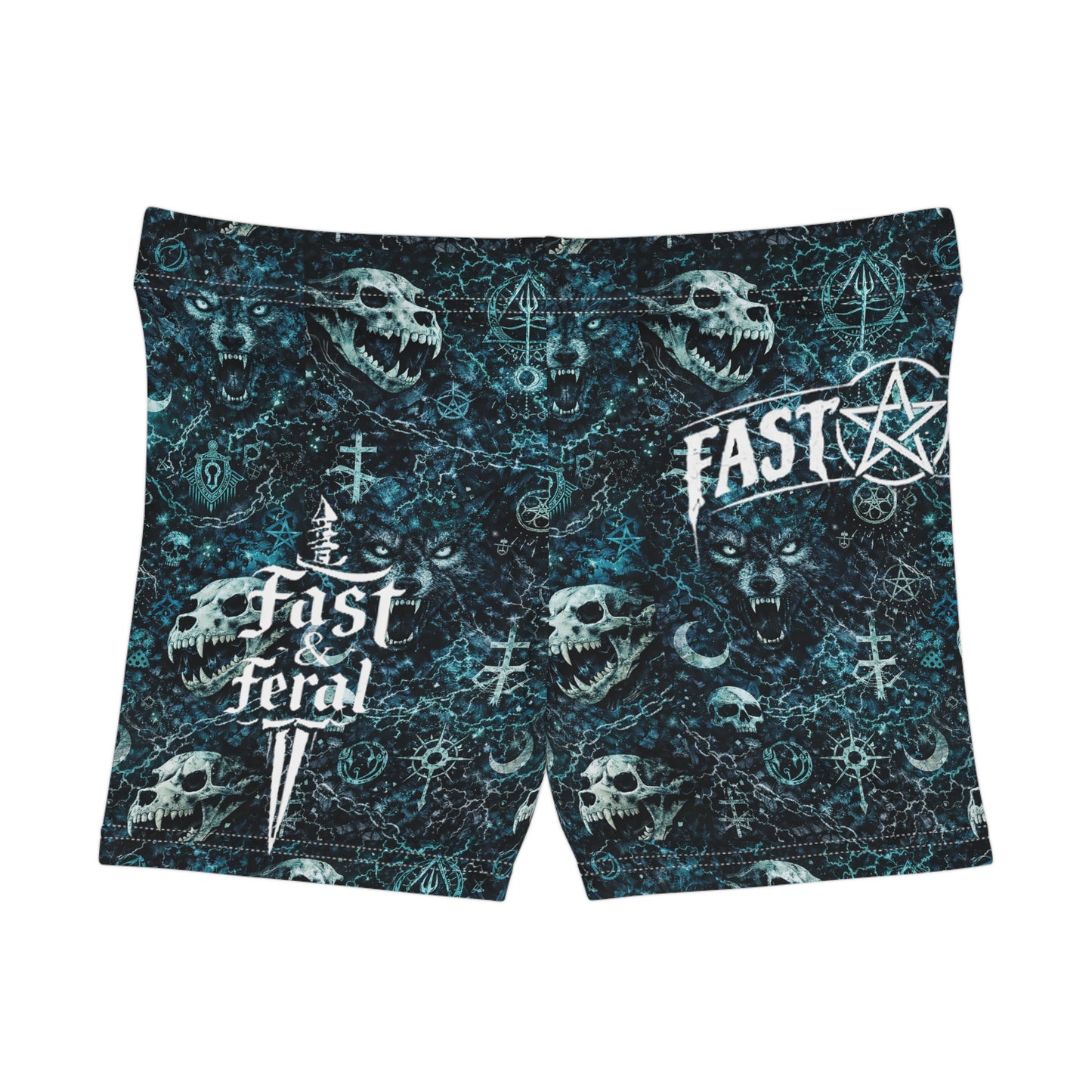 Fast & Feral Womens Blue Pattern Shorts
