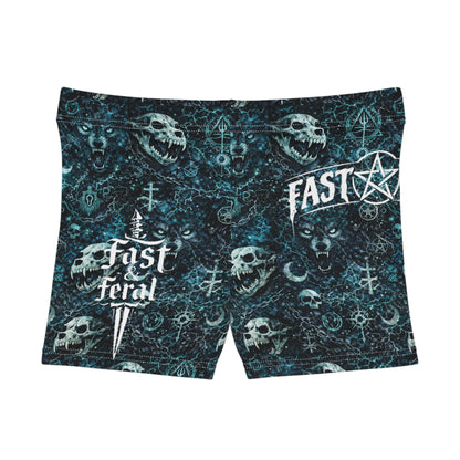Fast & Feral Womens Blue Pattern Shorts