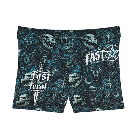 Fast & Feral Womens Blue Pattern Shorts