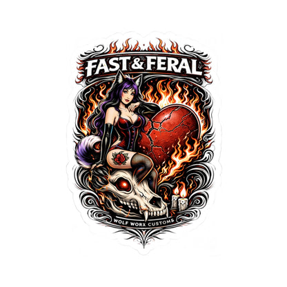 Wolf Worx Customs Heart Feral Pinup Sticker