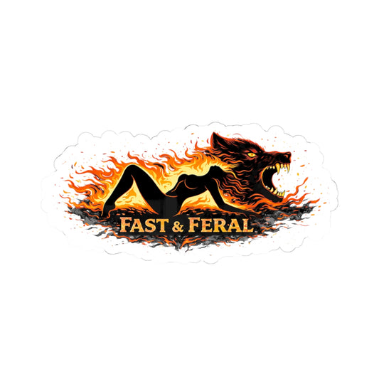Wolf Worx Customs Fast & Feral Laying Flames Sticker