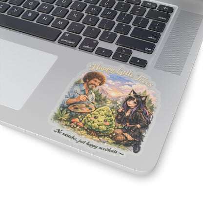 Kenzie Killz Manic Merch Happy Little Trees Bob Ross Sticker