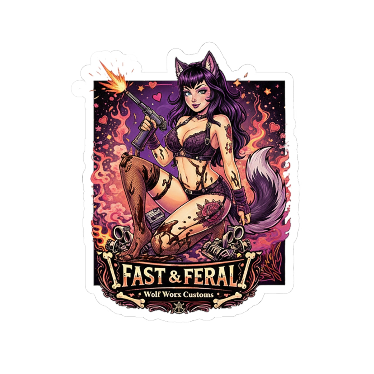Wolf Worx Customs Fast & Feral Anime Sticker