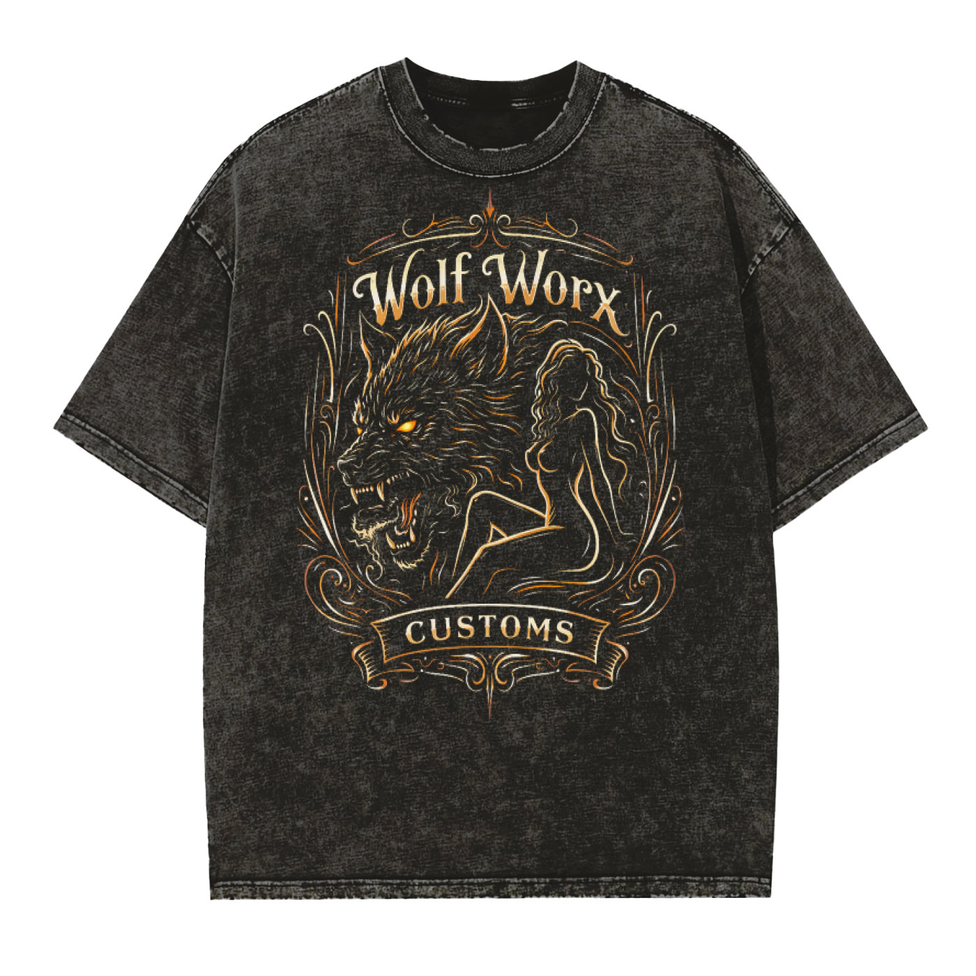 Wolf Worx Customs Gasoline Gospel Primal Play Vintage Washed Frayed Edge T-Shirt