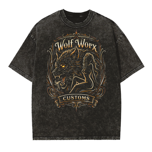 Wolf Worx Customs Gasoline Gospel Primal Play Vintage Washed Frayed Edge T-Shirt