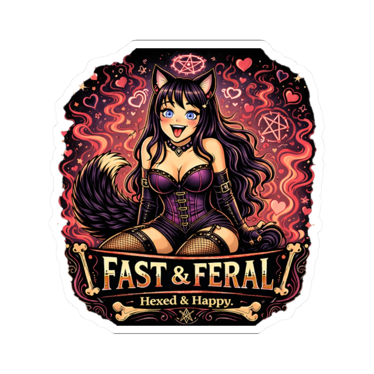 Wolf Worx Customs Fast & Feral Kenzie Killz Hexed and Happy Sticker
