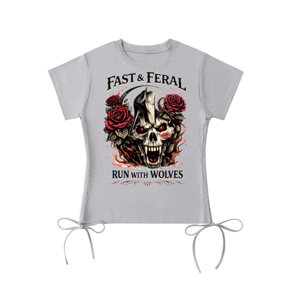 Fast & Feral Run With Wolves Essential Drawstring T-Shirt