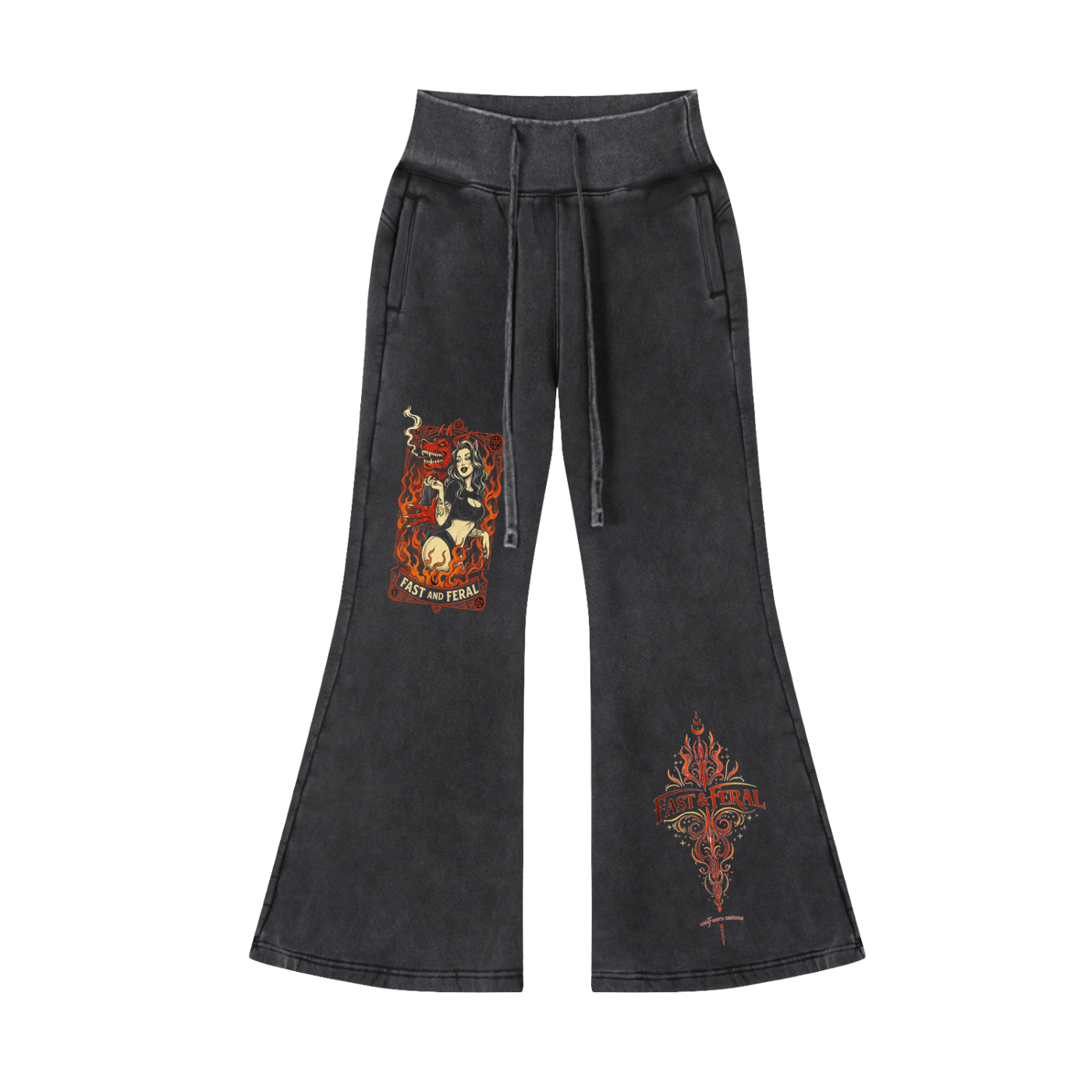 Wolf Worx Customs Fast & Feral Pinstripe Vintage Washed Flared Fleece Pants
