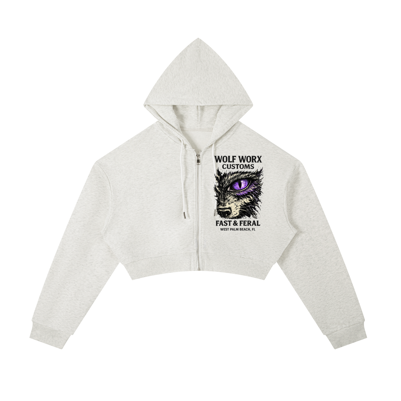 Fast & Feral Naughty Teddy Bear Essential Cropped Zip-Up Hoodie
