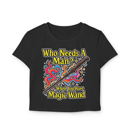 Magic Wand Women's Baby Tee, Cute Graphic Tee, Funny Slogan Shirt, Gift for Her, Casual Wear, Birthday Gift, Trendy Fashion