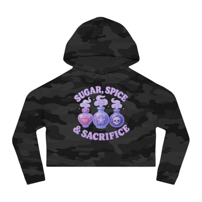 Sugar, Spice & Sacrifice cropped hoodie | Potion bottles witchy graphic