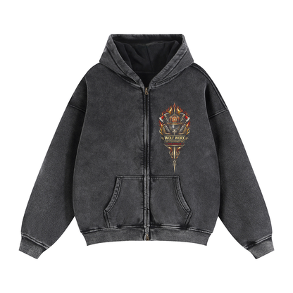 Wolf Worx Customs Hot Rod Heroes Fire Rescue Zip-Through Boxy Fleece Hoodie