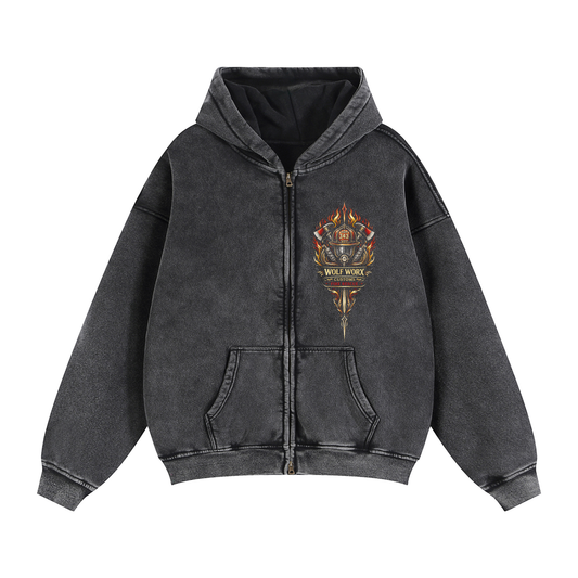 Wolf Worx Customs Hot Rod Heroes Fire Rescue Zip-Through Boxy Fleece Hoodie