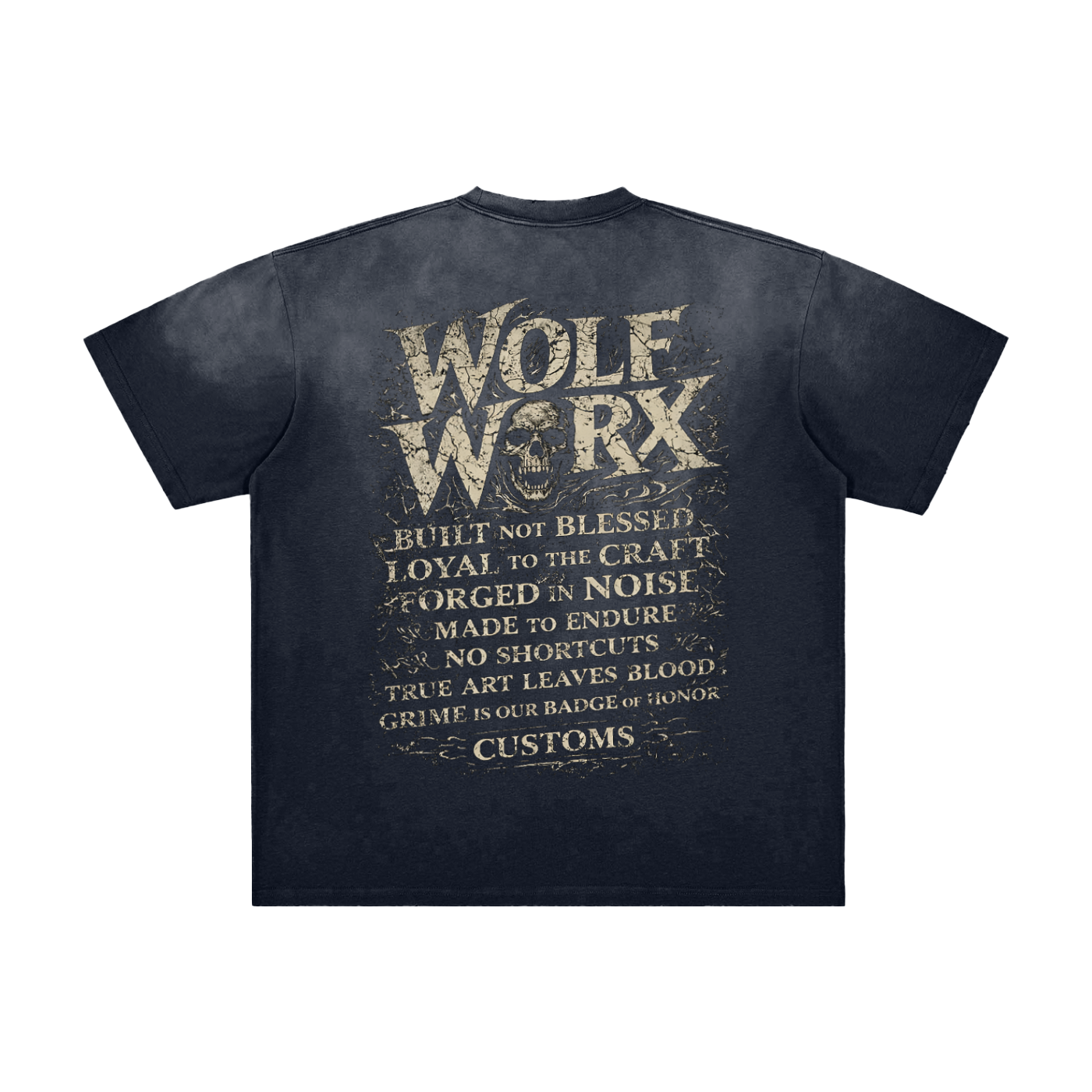 Wolf Worx Customs Words To Live By Vintage Washed Frayed T-Shirt