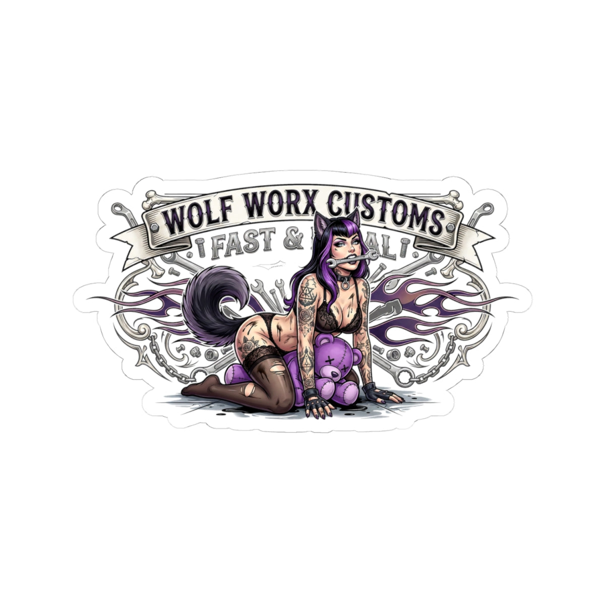 Wolf Worx Customs Fast and Feral Sticker