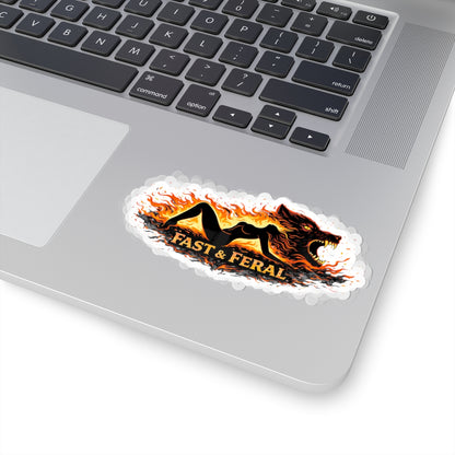 Wolf Worx Customs Fast & Feral Laying Flames Sticker