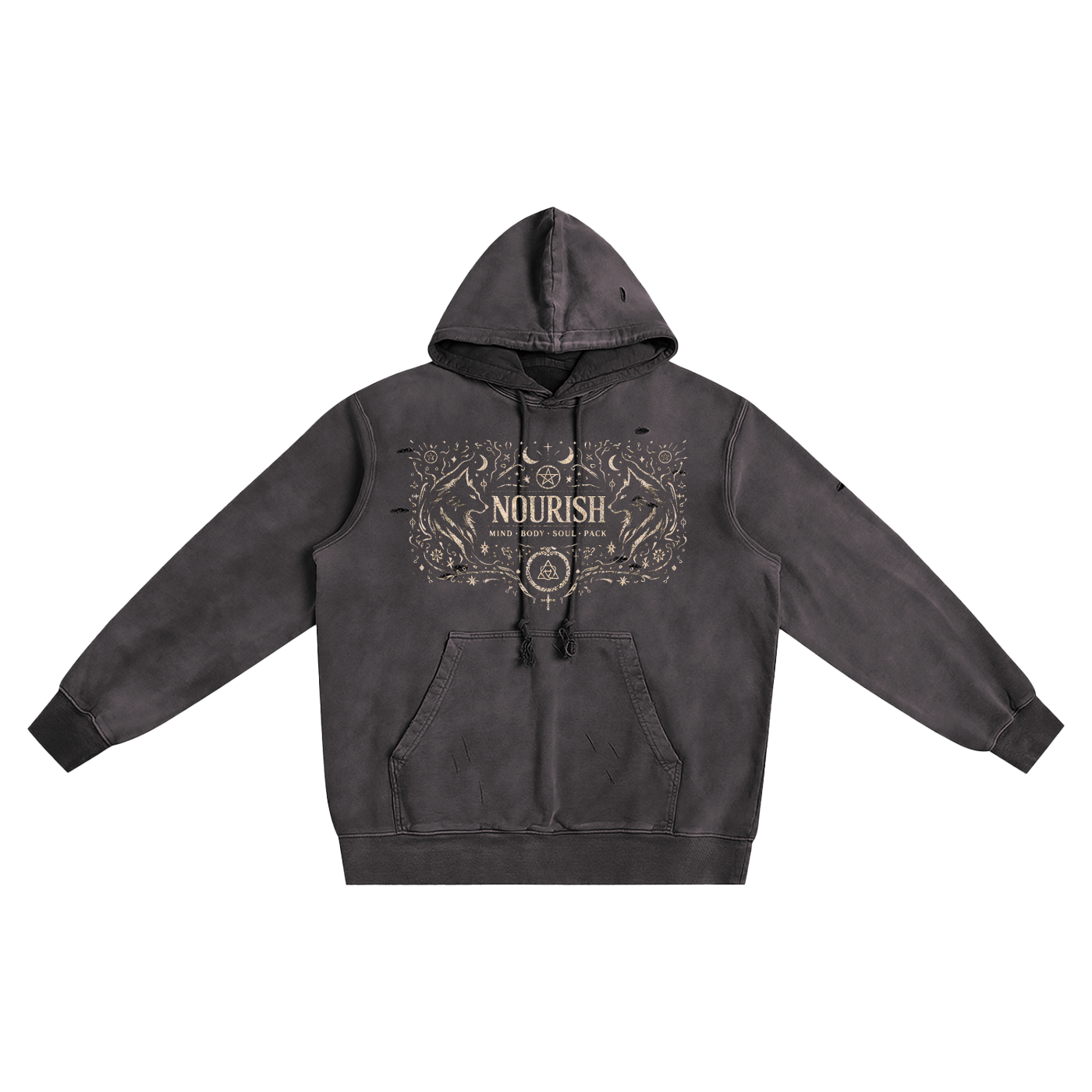 No Ur Ish NOURISH Distressed Vintage Wash Hoodie