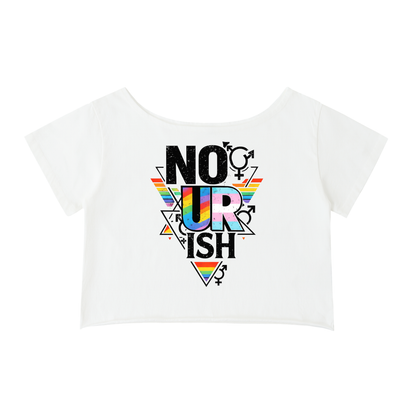No Ur Ish NOURISH Pride Off-Shoulder Rolled Hem Cotton T-Shirt