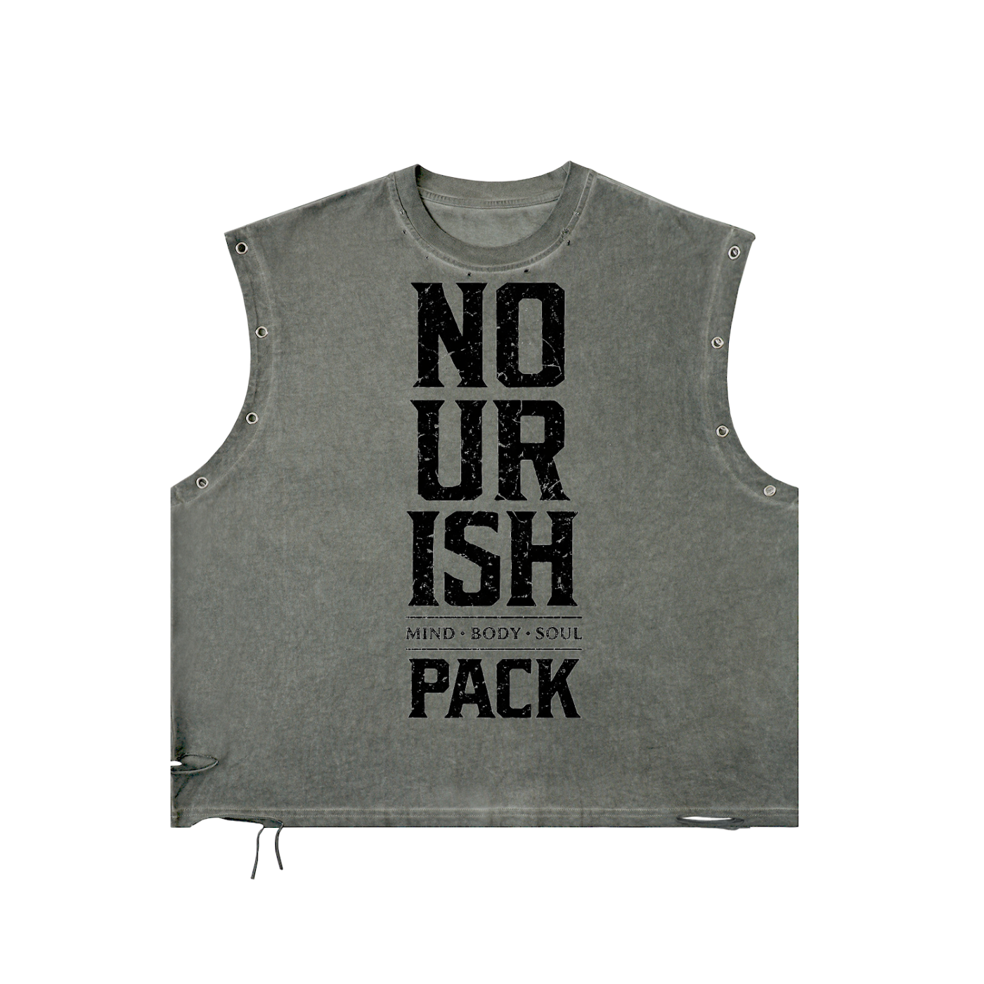 No Ur Ish NOURISH Distressed Grommet Eyelet Tank Top