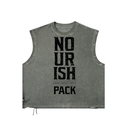 No Ur Ish NOURISH Distressed Grommet Eyelet Tank Top