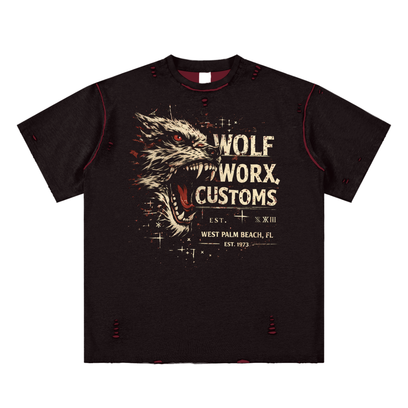 Wolf Worx Customs Map Hand-frayed Reversible T-shirt