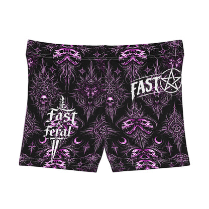 Fast & Feral Womens Purple Pattern Shorts