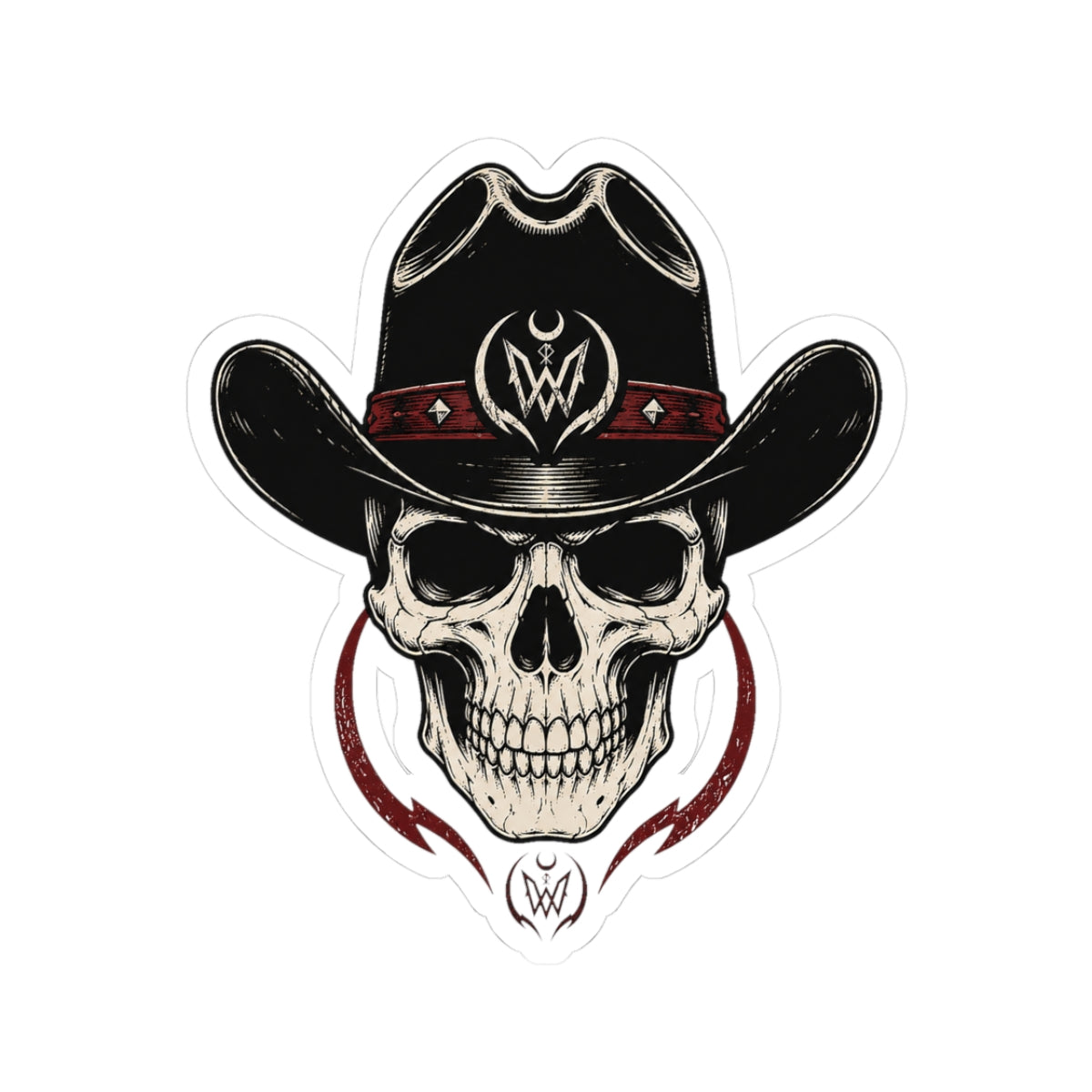 Double W Supply Co Cowboy Skull Sticker