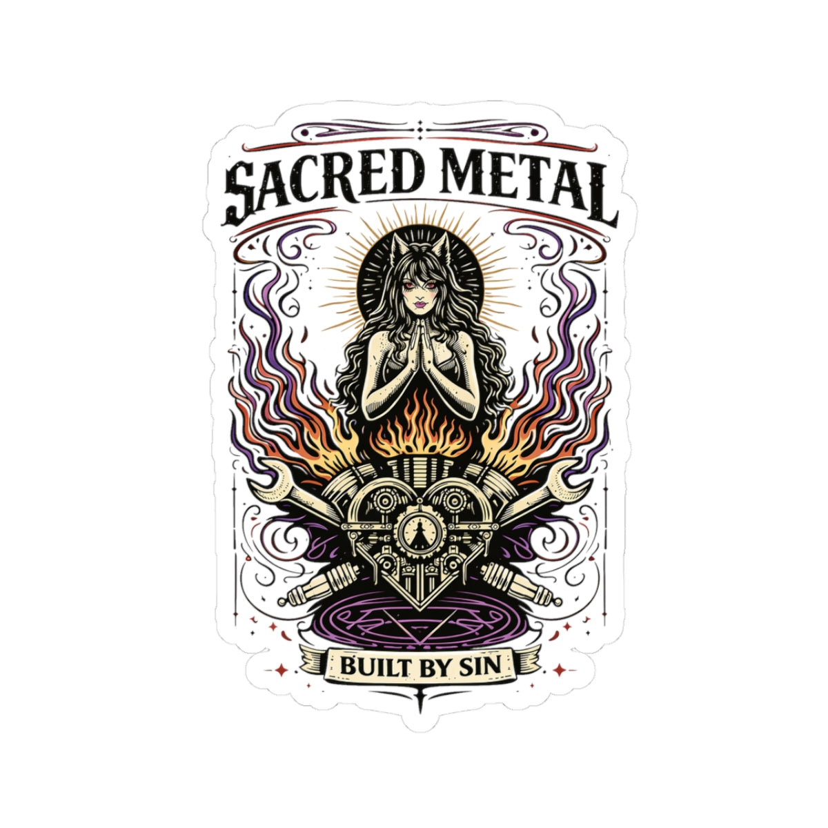 Wolf Worx Customs Sacred Metal Sticker