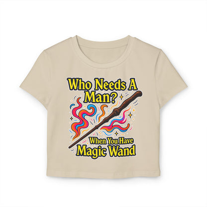 Magic Wand Women's Baby Tee, Cute Graphic Tee, Funny Slogan Shirt, Gift for Her, Casual Wear, Birthday Gift, Trendy Fashion