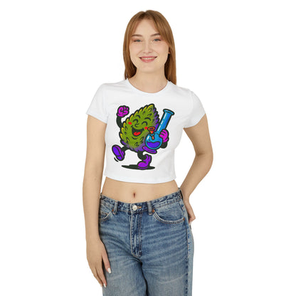 Happy Cannabis Bud Holding Bong Baby Tee | Cute Stoner Cartoon Tee
