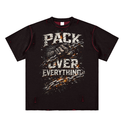 Wolf Worx Customs Pack Over Everything Hand-frayed Reversible T-shirt