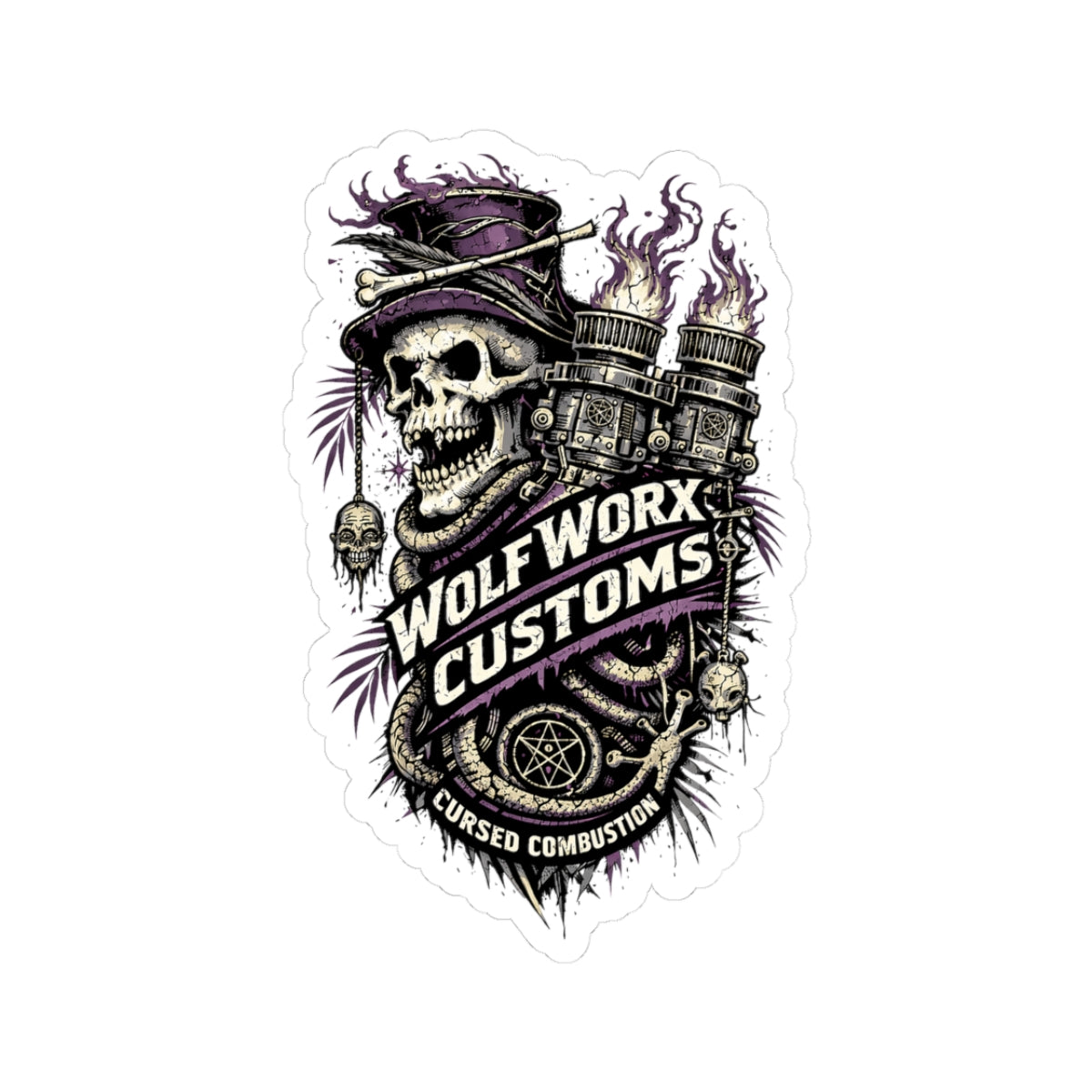 Wolf Worx Customs Cursed Combustion Sticker