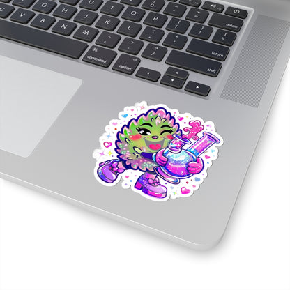 Kawaii Cannabis Nug Character Sticker | Kiss-Cut Sticker