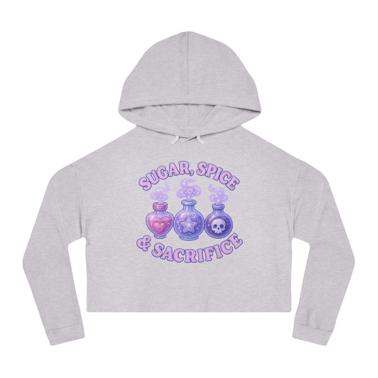 Sugar, Spice & Sacrifice cropped hoodie | Potion bottles witchy graphic