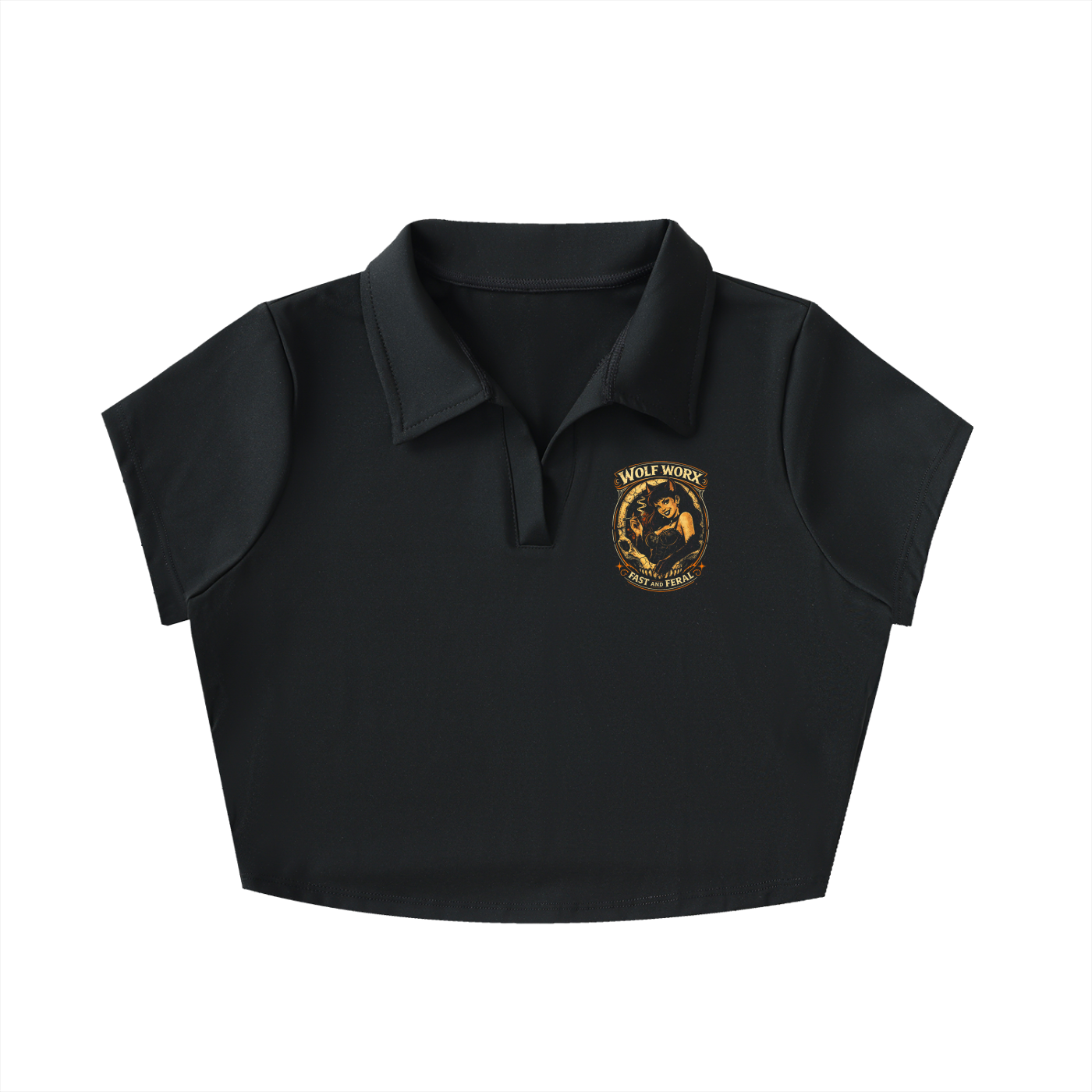 Wolf Worx Customs Fast & Feral Raised On Legacy Cropped Polo Shirt