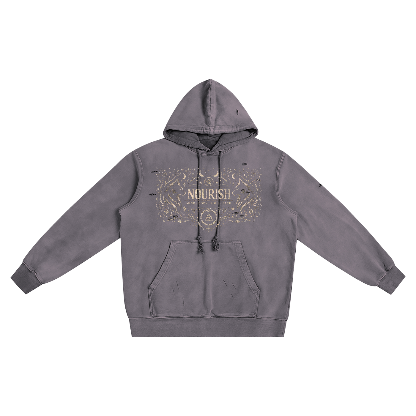 No Ur Ish NOURISH Distressed Vintage Wash Hoodie