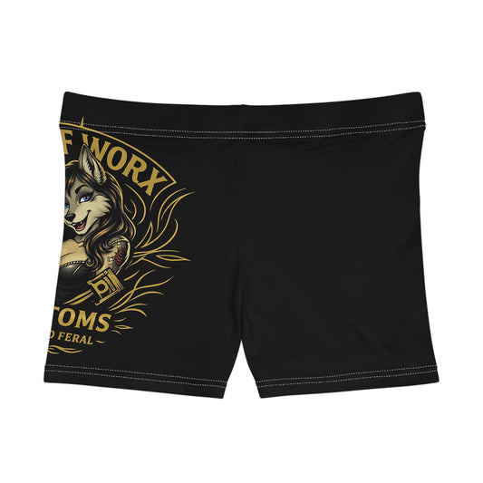 Wolfpack Custom Motors Women's Athletic Shorts — Retro Motorcycle Logo