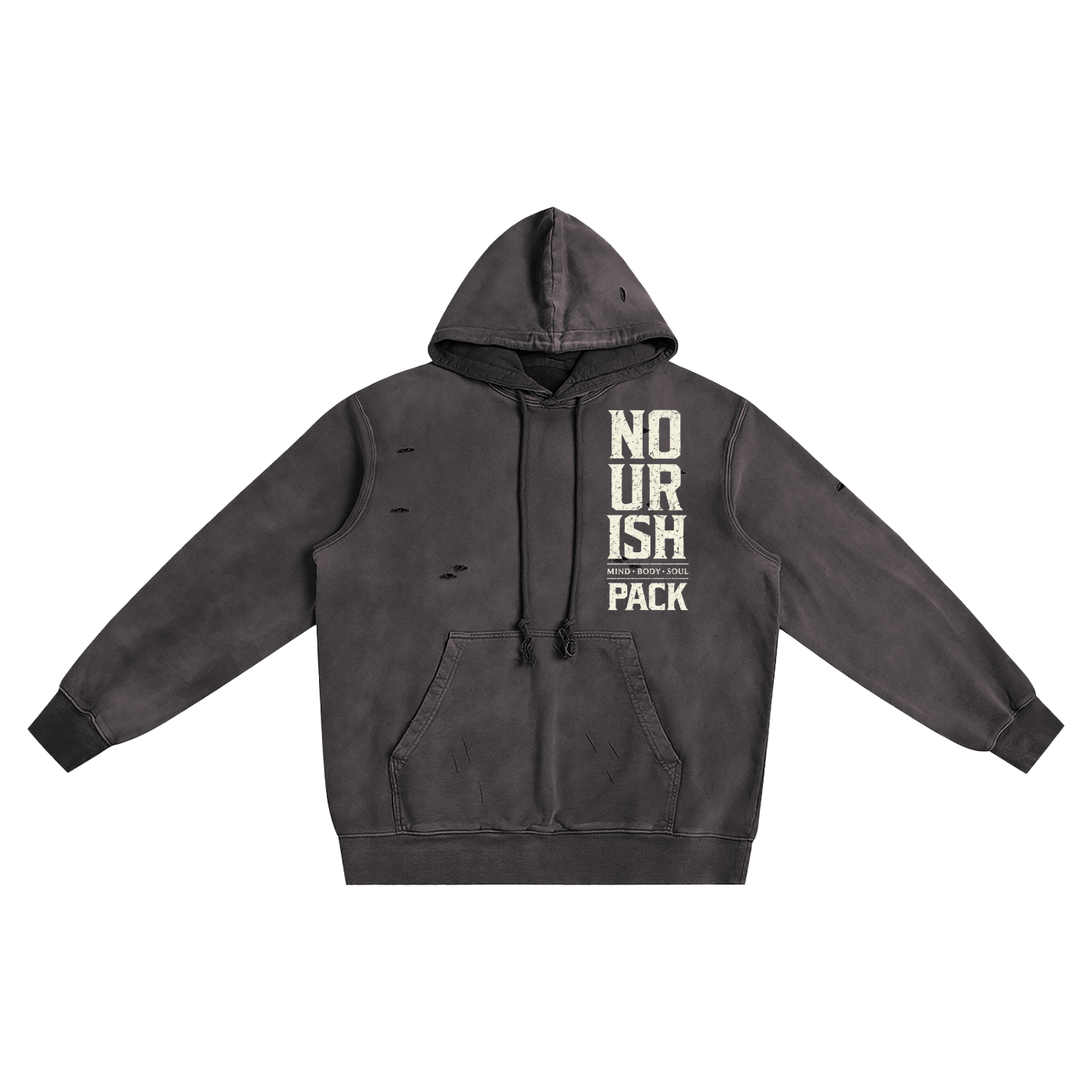 No Ur Ish NOURISH Distressed Vintage Wash Hoodie