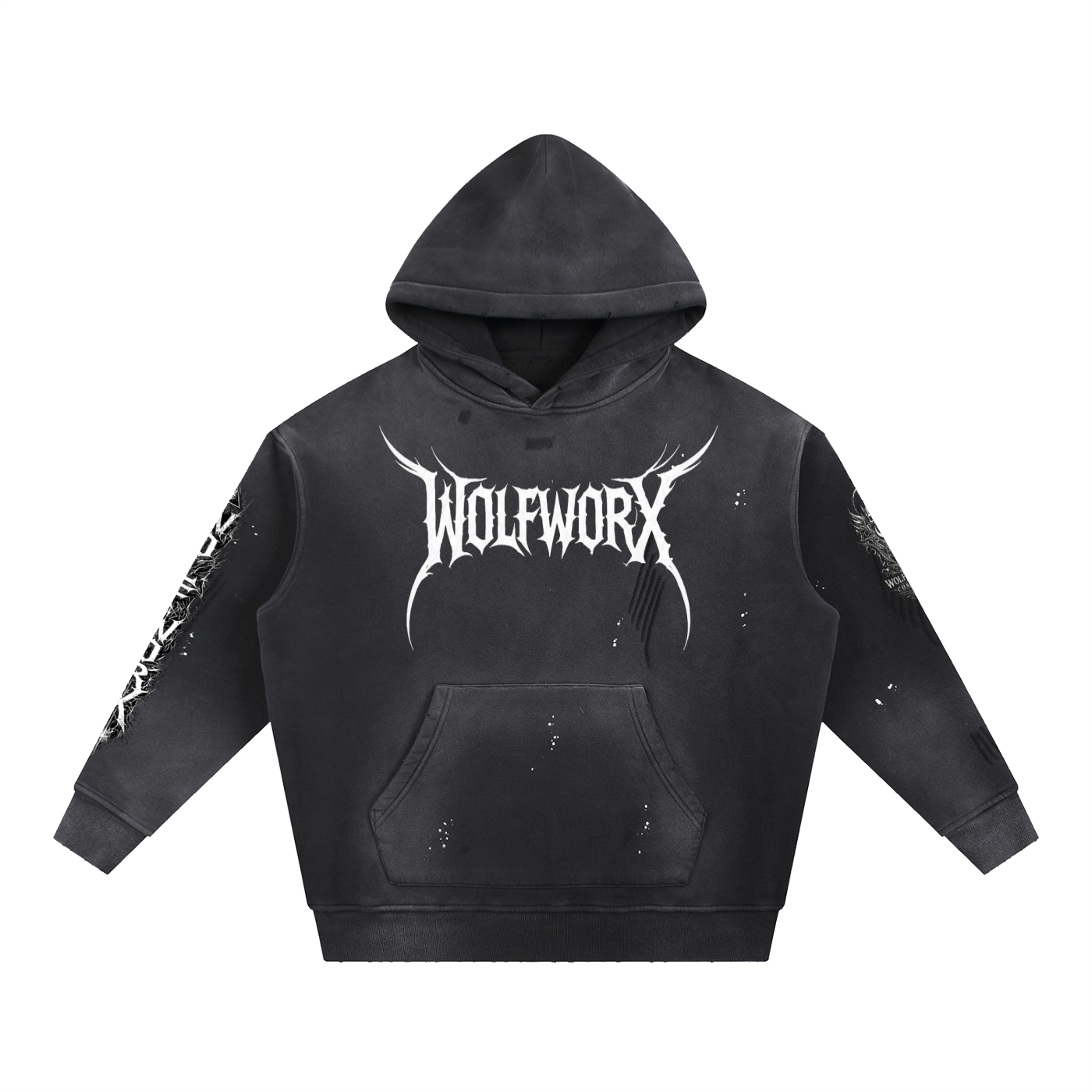 Wolf Worx Customs Sunshine State Mafia Vintage Washed Frayed Fleece Hoodie