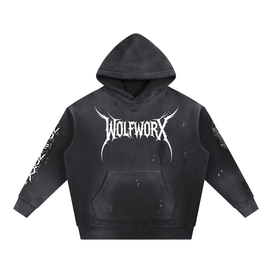 Wolf Worx Customs Sunshine State Mafia Vintage Washed Frayed Fleece Hoodie